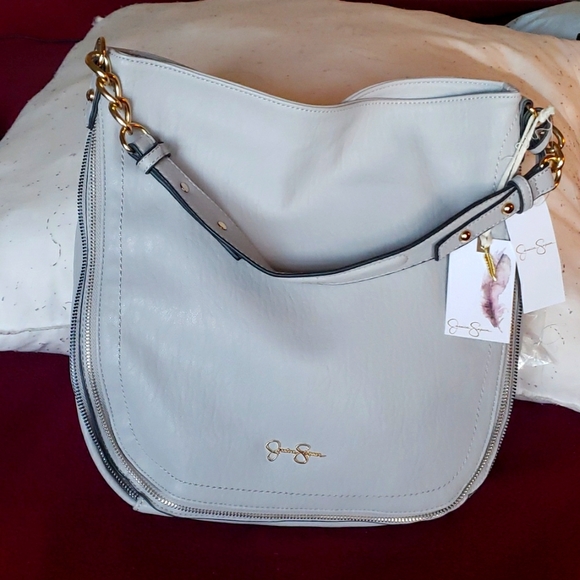 Jessica Simpson Handbags - NWT (MSRP $108) Jessica Simpson Gray Leather Handbag Celina Hobo designer bag